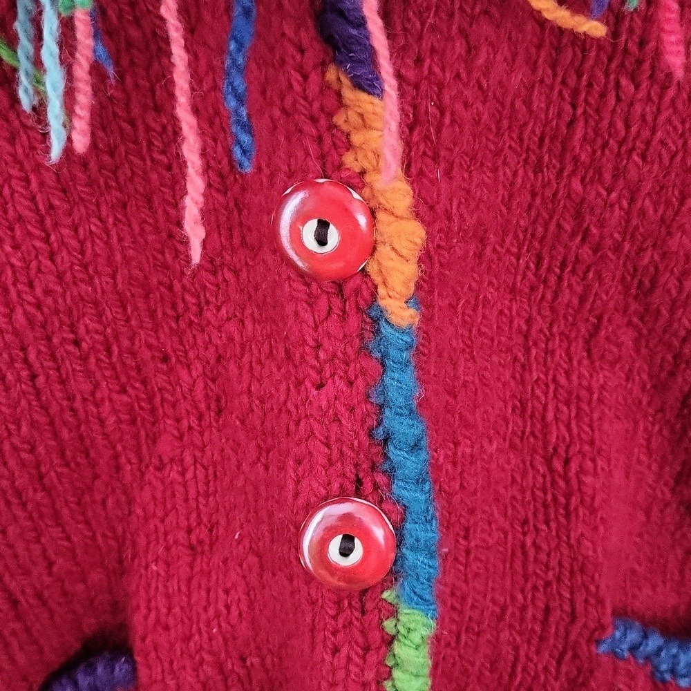 Invisible World 100% Wool Hand Knit Cardigan - Made in Bolivia - Picture 5 of 15